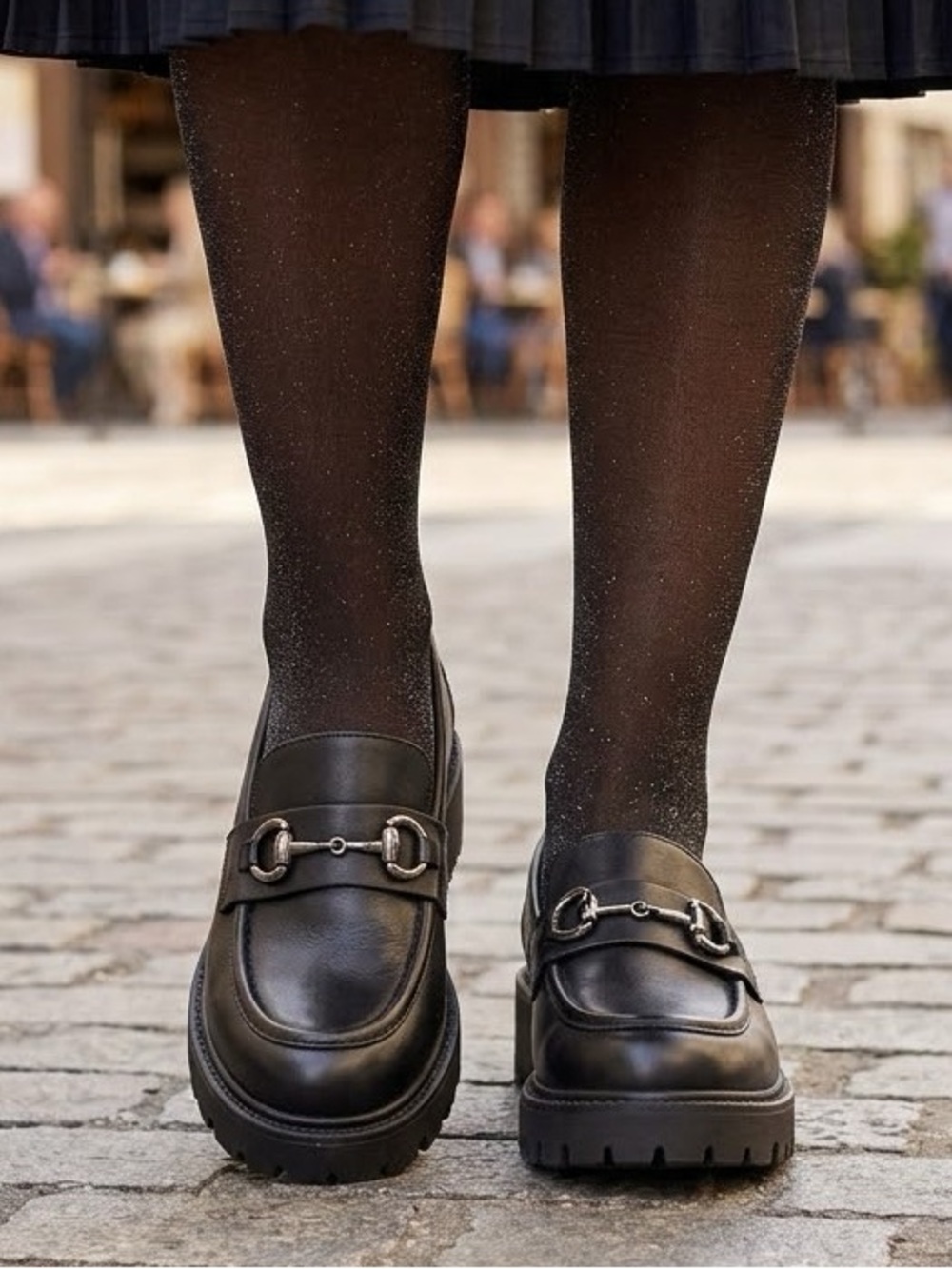 NWT Wild Fable Womens Black Lug Sole Horsebit Loafers Memory Foam size 8